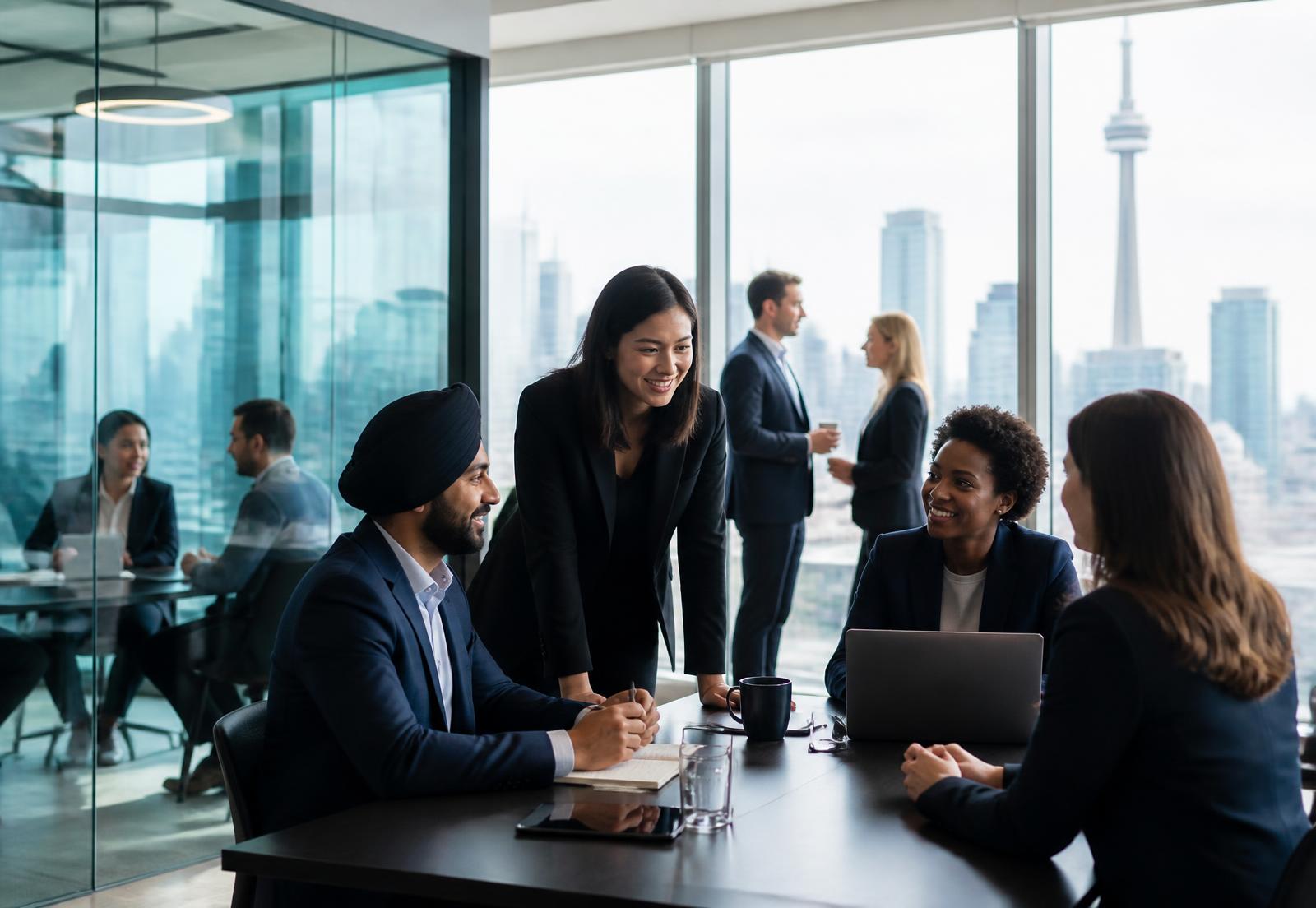 Diverse professionals collaborating in a contemporary remote workplace